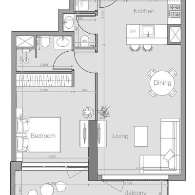 69 м² апартаменты с 1 спальней Type F, Дубай, ОАЭ