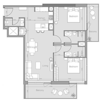 105 м² апартаменты с 2 спальнями Type E, Дубай, ОАЭ